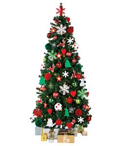 Unbranded 1.8m / 6ft Green Tree with 75 Pcs Decorations