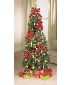 Unbranded 1.8m/6ft Pre Lit Red and Gold Decorated Tree