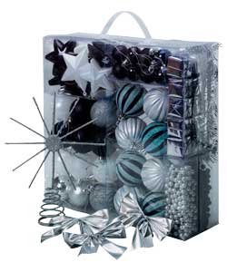 Unbranded 100 Piece Blue and Silver Decorations Pack