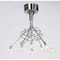 Satin chrome fitting with attractive swirling arms and star shaped clear glass shades. Height - 45cm