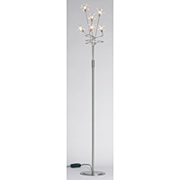 Satin chrome floor lamp with attractive swirling arms and star shaped clear glass shades. Complete w