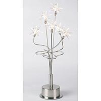 Satin chrome table lamp with attractive swirling arms and star shaped clear glass shades. Height - 6