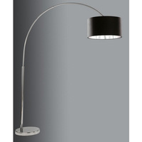 Stylish polished chrome finish arc floor lamp complete with black shade and silver liner. Height - 2