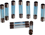 Glass tube  time-delay acting fuses with nickel-finish brass end caps  overall size 31.8 x 6.35mm (1