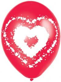 Unbranded 11 Inch Balloons - Red Confetti Hearts Print - PK6