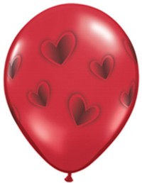 Unbranded 11 Inch Balloons - Ruby with Hearts Wrap Pk25