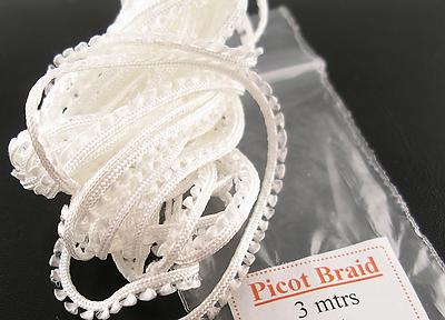 1:12 Scale Miniature Cream Picot Edging 3 m Length