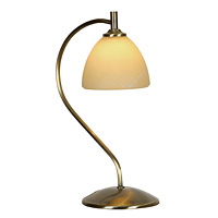 Contemporary antique brass halogen table lamp complete with alabaster glass shades. Height - 34cm Di