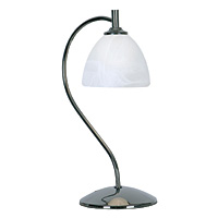 Contemporary polished chrome halogen table lamp complete with alabaster glass shade. Height - 34cm D