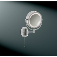 Polished chrome finish single swing mirror light with pull switch. This fitting is IP44 rated and su