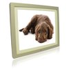This 12 inch Silver frame has a very modern look made from wood with a silver metallic paint finish.