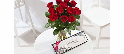This luxurious gift set with a bouquet of upper class roses in tones of deep passionate red and a box of delicious chocolates will be the best gift this Valentines Day for your loved one. Add your personalised message on the small gift card included 