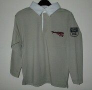 Gasoline jersey rugby shirt with white woven collar