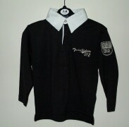 Gasoline jersey rugby shirt with white woven collar