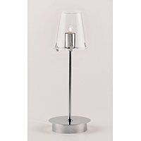 Stylish and contemporary table lamp in a polished chrome finish with a clear glass shade. Height - 3