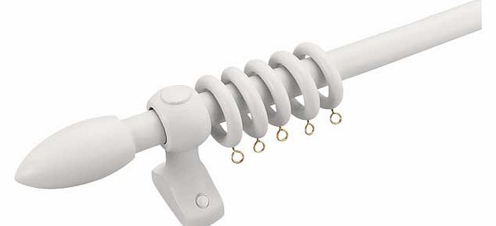 Add the finishing touch with this Argos Value Range wooden curtain pole in white. Includes finials. fittings and fixtures. Supplied in 1 section. Length 120cm. Diameter 23mm. EAN: 6244059.