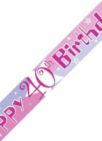 Unbranded 12ft Birthday Banner - 40th Pink Shimmer