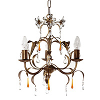 Beautiful and elegant ceiling pendant light in a bronze and gold finish with leaf decoration complet