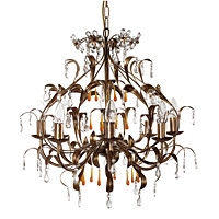 Beautiful and elegant ceiling pendant light in a bronze and gold finish with leaf decoration complet
