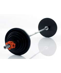 Barbell set comprising of 1 x 7ft Olympic barbell bar.2 x Olympic collars.2 x 20kg Olympic plates.2