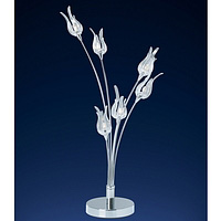Delicate table lamp finished in polished chrome with clear floral glass shades. Height - 61cm Diamet