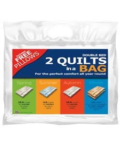 15 Tog 2 Quilts in a Bag Duvet and Pillow Set - Single
