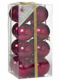 16 Assorted Baubles Red