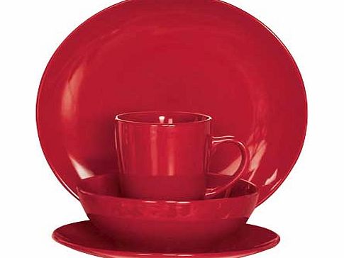 This Everyday 16-piece Bosa coupe dinner set is a chic and minimalist design in a bold red colour. This set would be ideal for someone living away from home or for those who are starting their own homes. The simple shapes suit both casual and formal 