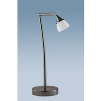 Stylish and contemporary desk lamp in a black chrome finish with adjustable head. Height - 45cm Diam