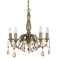 Traditional and stylish ceiling pendant light in an antique gold finish with leaf decoration complet