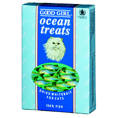 Cats go wild for the taste of Ocean Treats.  Small treat sized pieces of fish which are guaranteed t