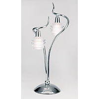 Modern and stylish halogen table lamp in a polished chrome finish with acid sphere glass shades. Hei