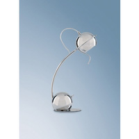 Modernistic polished chrome desk lamp with adjustable head and toggle switch. Height - 38cm Diameter