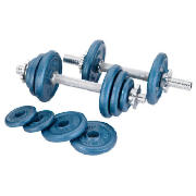 This 17kg cast iron dumbbell set can be used in the combination that suits your workout best. This d