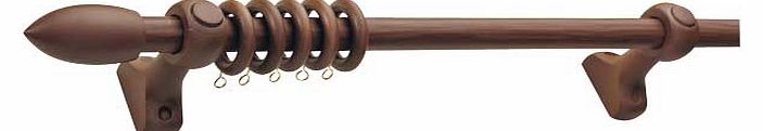 Add the finishing touch with this solid wood curtain pole with a walnut finish. Includes curtain rings. finials. fittings and fixtures. Supplied in 2 sections. Length 180cm. Diameter 23mm. EAN: 6233929.