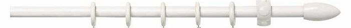 A quality. finishing touch for your curtains. this Argos wooden 180cm curtain pole. featured in a crisp white effect. will be the perfect complement to your bedroom or living room dandeacute;cor. Simplistic in design with elegant detailing. this func