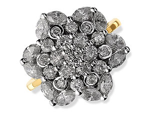 Unbranded 18ct Gold and Diamond Flower Cluster Ring 041412-J
