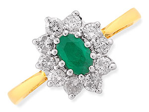 Unbranded 18ct Gold Diamond and Emerald Cluster Ring 043602-J