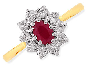 Unbranded 18ct Gold Diamond and Ruby Cluster Ring 043302-J