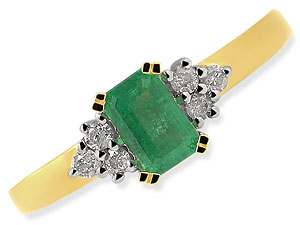 Unbranded 18ct Gold Emerald and Diamond Cluster Ring 043404-K
