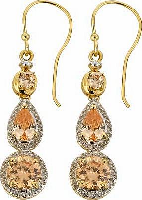 Unbranded 18ct Gold Plated Silver Champagne CZ Drop Earrings