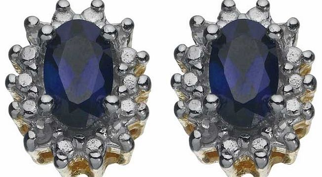 Give your outfit a sophisticated edge with these created sapphire and diamond earrings. These gorgeous earrings are 18ct gold plated silver and look amazing when paired with the matching 18ct Gold Plated Silver Blue Sapphire and Diamond Pendant. 18ct