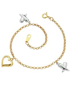 Unbranded 18ct Gold Plated Silver Kisses Charm Bracelet