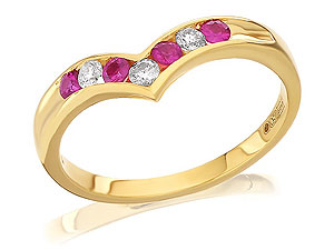 Unbranded 18ct Gold Ruby and Diamond Wishbone Ring 044874-J