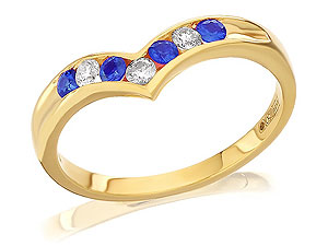 Unbranded 18ct Gold Sapphire and Diamond Wishbone Ring 044875-J