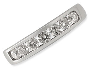 `A beautiful eternity ring, with seven channel set diamonds (1/2ct total diamond weight), to represe