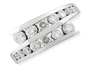 Unbranded 18ct White Gold 1 Carat Diamond Crossover Ring 040748-J