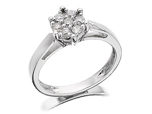 Unbranded 18ct White Gold and Diamond Daisy Cluster Ring - 1/4ct 040704-K