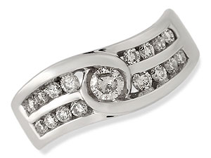 Unbranded 18ct White Gold Double Row 1/2 Carat Diamond Ring 040728-J
