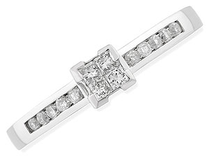Unbranded 18ct White Gold Invisible Set Diamond Ring 041305-M